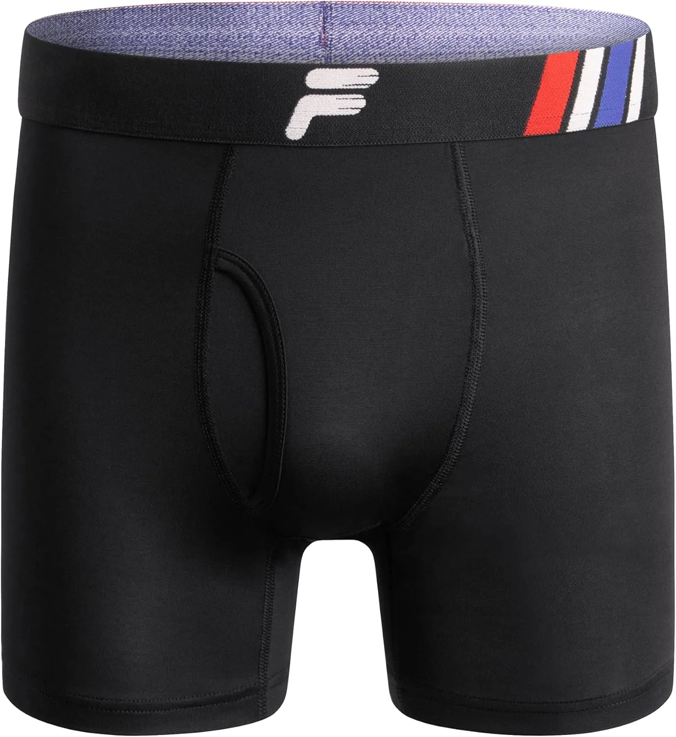 Fila Men's 6" Boxer Briefs Fly Front, 90% Polyester 10% Spandex, 4-Pack