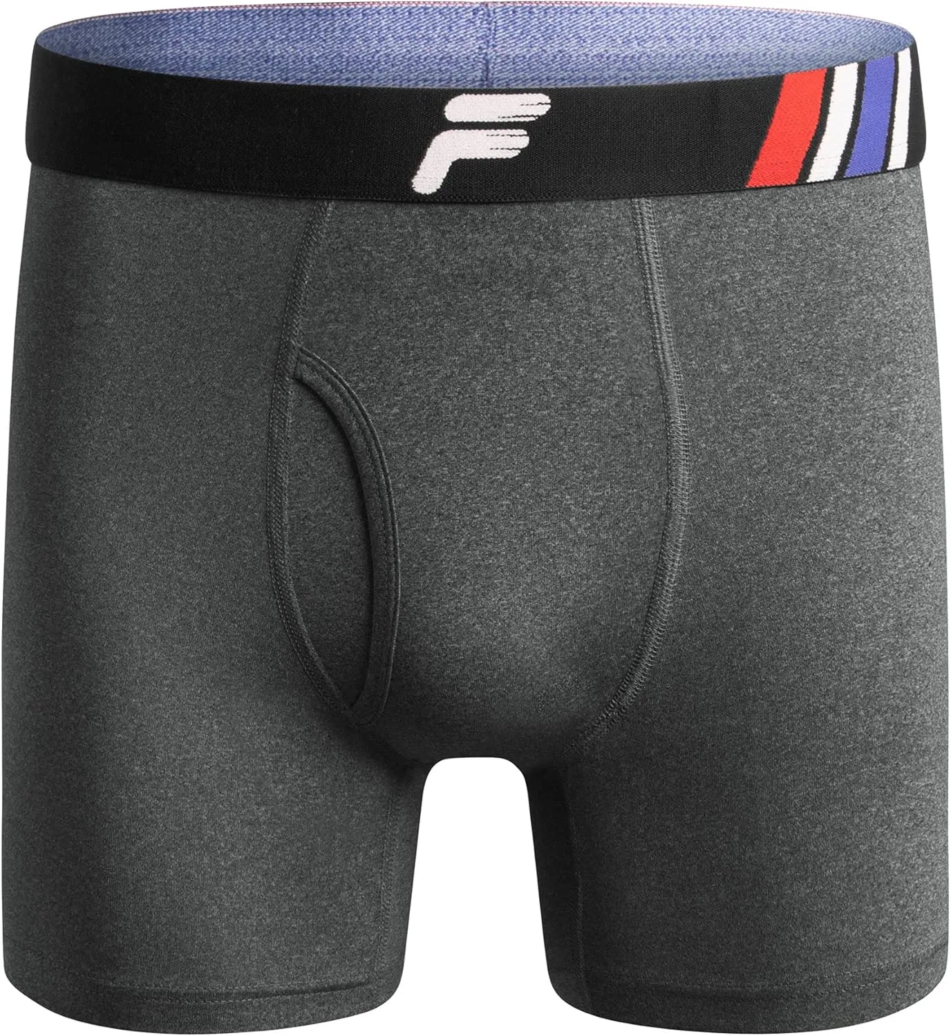 Fila Men's 6" Boxer Briefs Fly Front, 90% Polyester 10% Spandex, 4-Pack