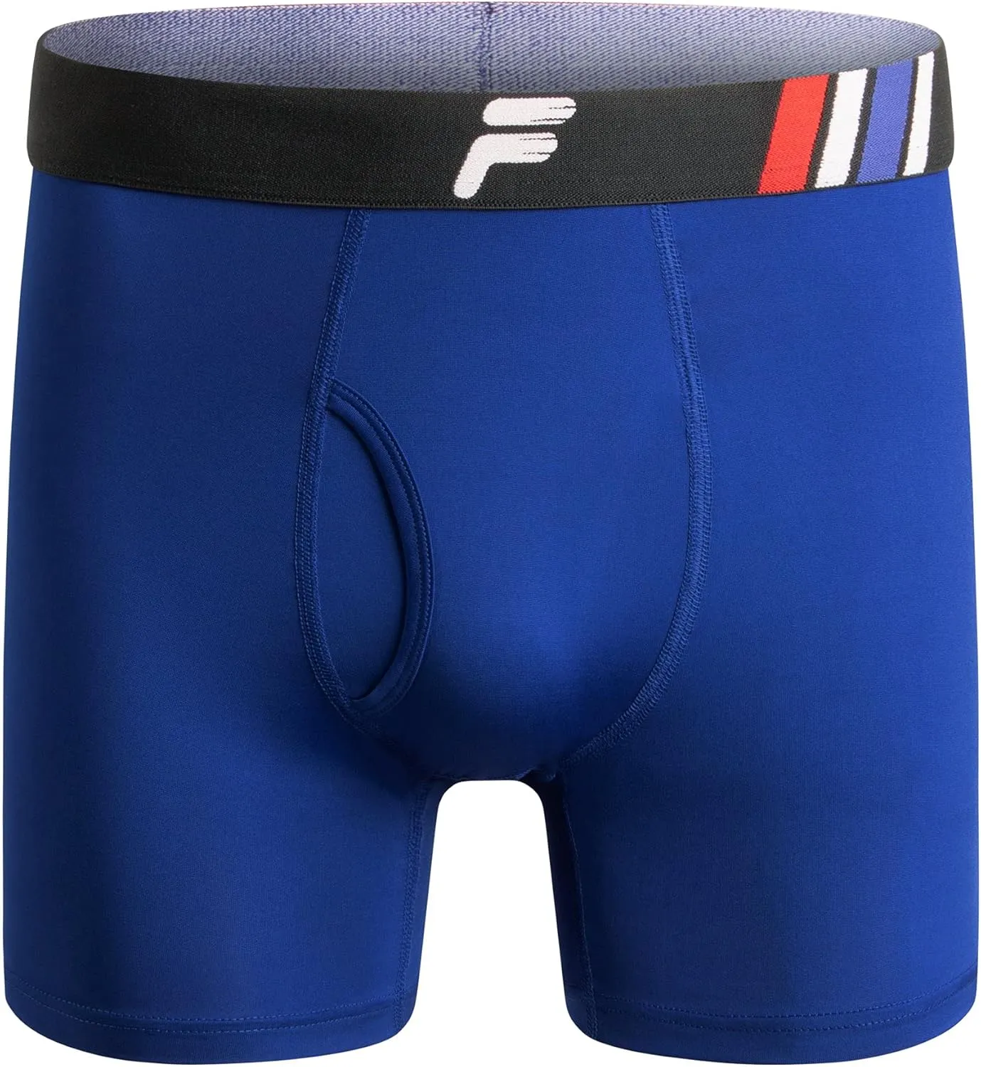 Fila Men's 6" Boxer Briefs Fly Front, 90% Polyester 10% Spandex, 4-Pack
