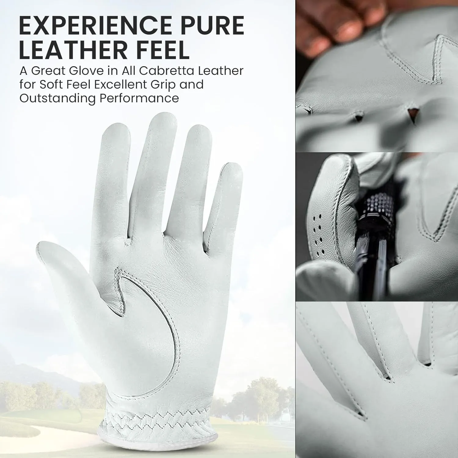 FINGER TEN Golf Gloves Women Right Handed Golfer Left Hand Cabretta Leather with Ball Marker 1 Pack Womens Ladies Golf Glove Non Slip All Weather Grip