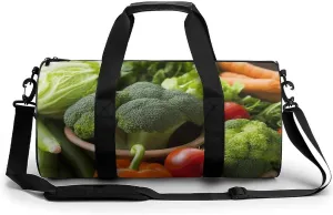 Fitness Bag, Nutritious Vegetables Print Reusable Gym Bag Sports Travel Fitness Bag Essentials Gym Bag with Shoe Compartment, 17.7in/9in/9in, style