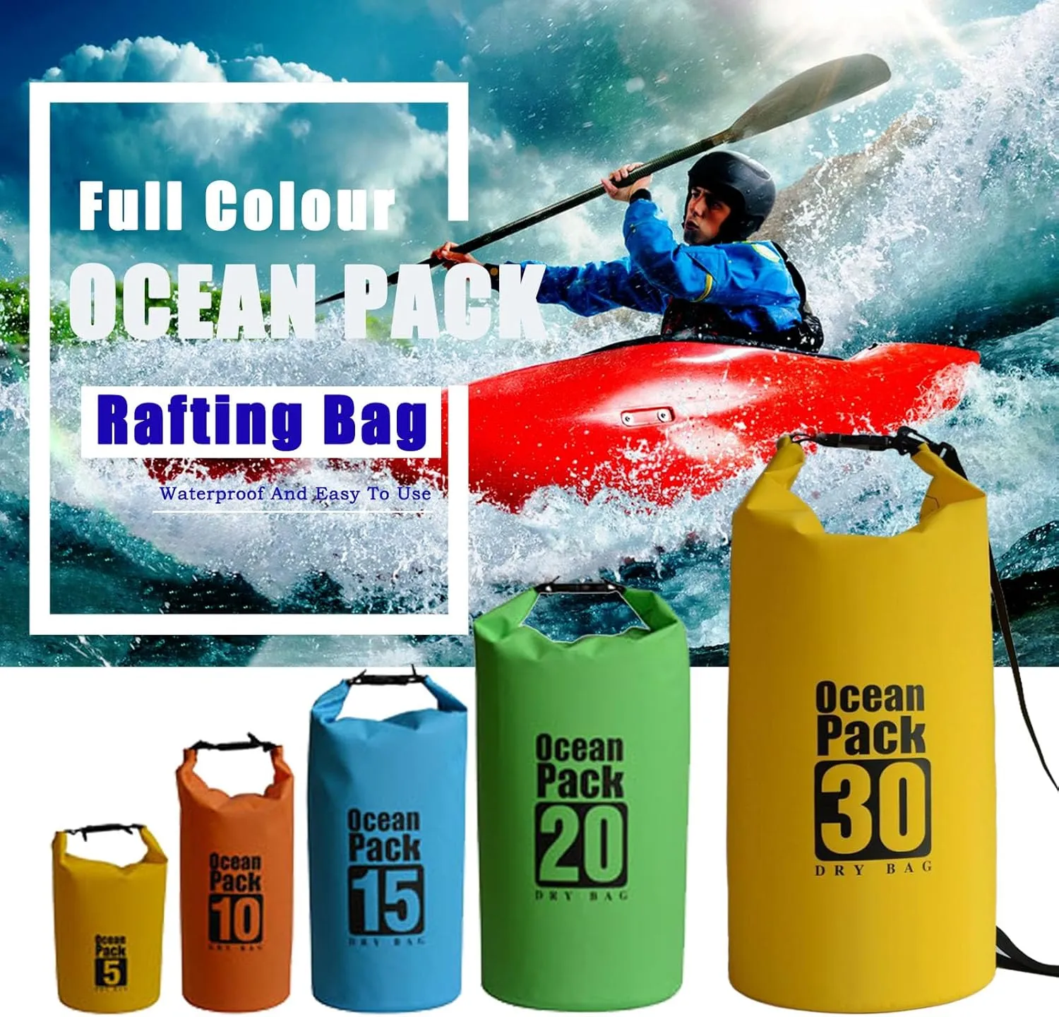 Floating Waterproof Dry Bag Backpack 5L/10L/20L, Roll Top Bag for Kayaking, Rafting, Boating, Swimming, Camping, Hiking, Beach, Fishing, Waterproof Beach Bag. (Blue, 10L)