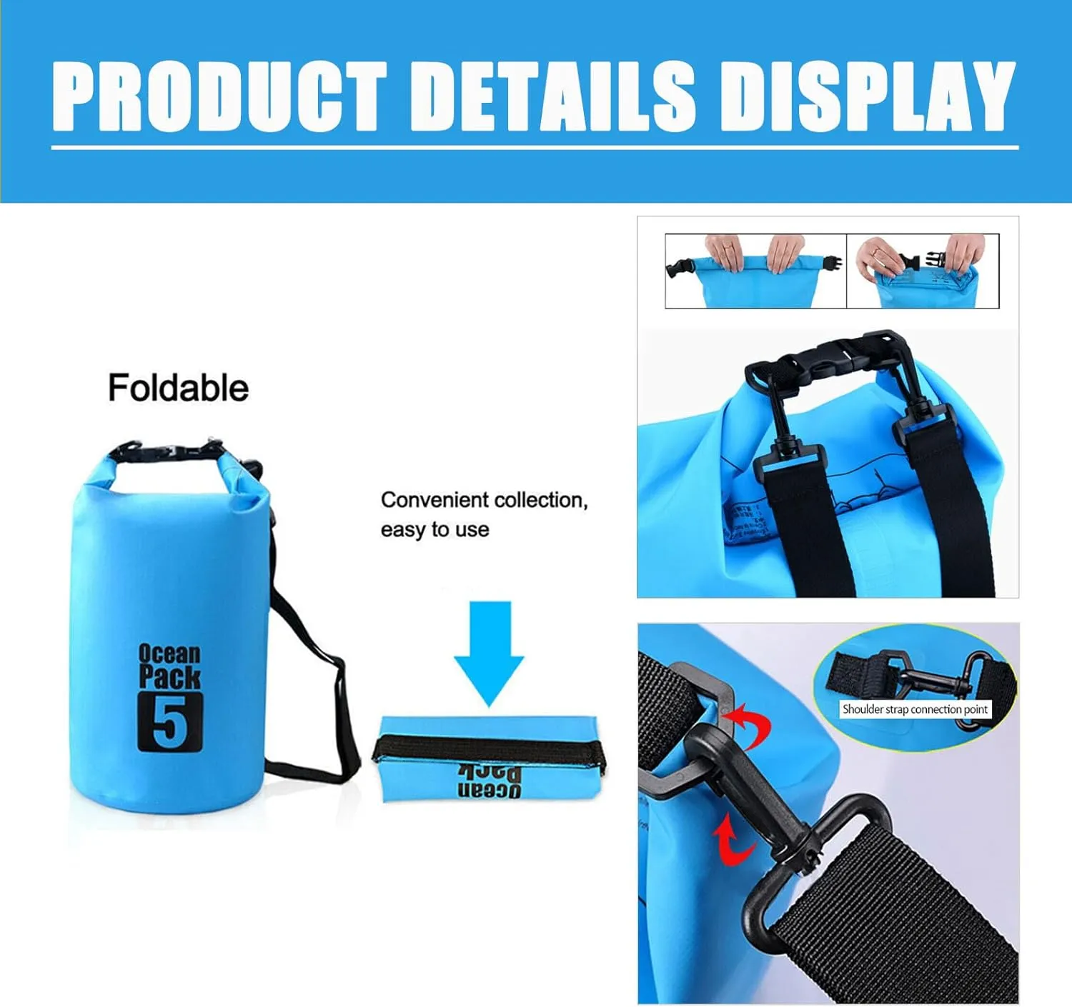Floating Waterproof Dry Bag Backpack 5L/10L/20L, Roll Top Bag for Kayaking, Rafting, Boating, Swimming, Camping, Hiking, Beach, Fishing, Waterproof Beach Bag. (Blue, 10L)