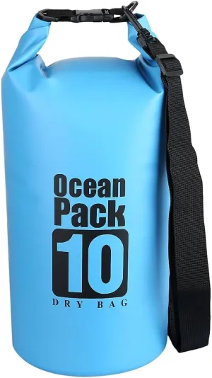Floating Waterproof Dry Bag Backpack 5L/10L/20L, Roll Top Bag for Kayaking, Rafting, Boating, Swimming, Camping, Hiking, Beach, Fishing, Waterproof Beach Bag. (Blue, 10L)