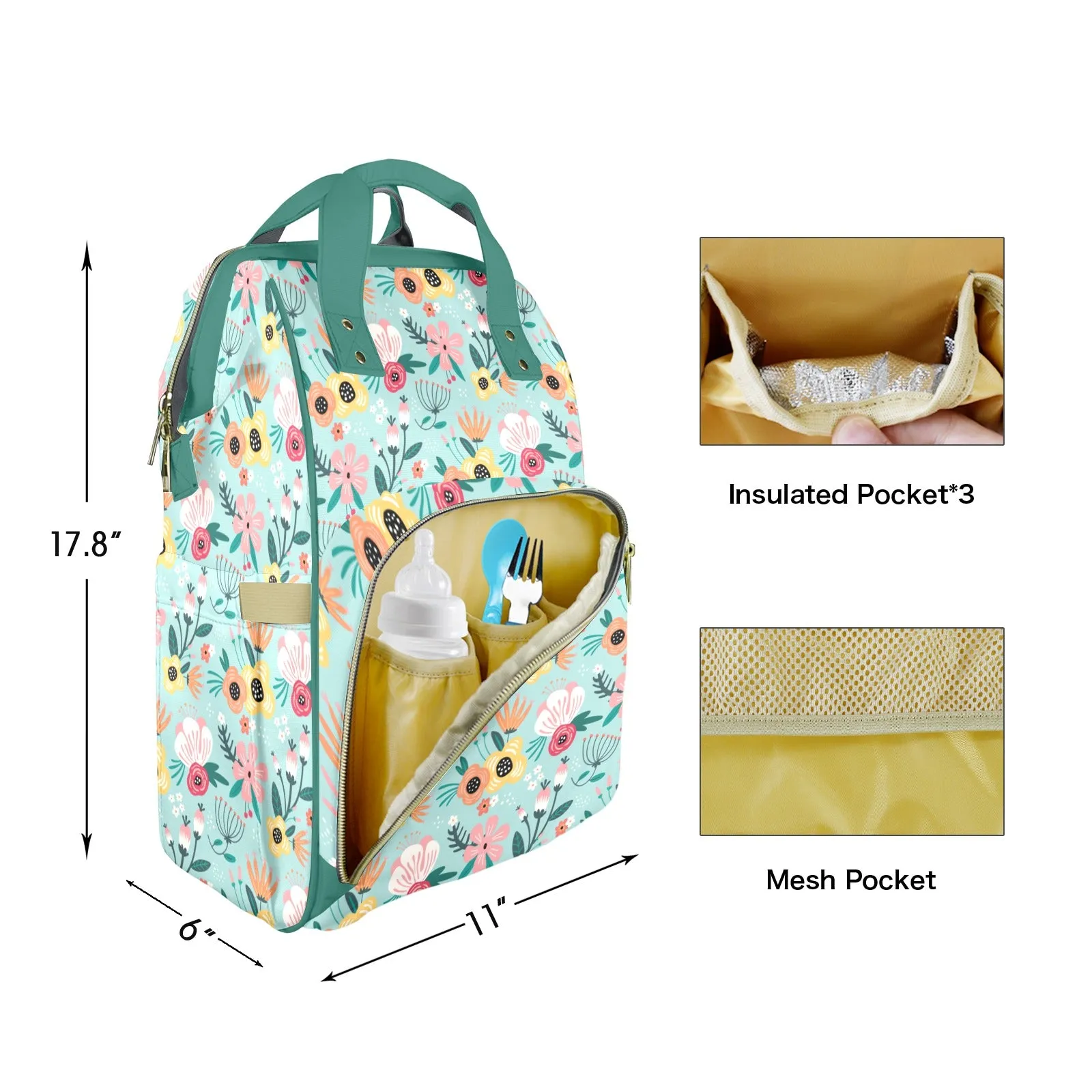 Floral Fancy Customizable Diaper Bag