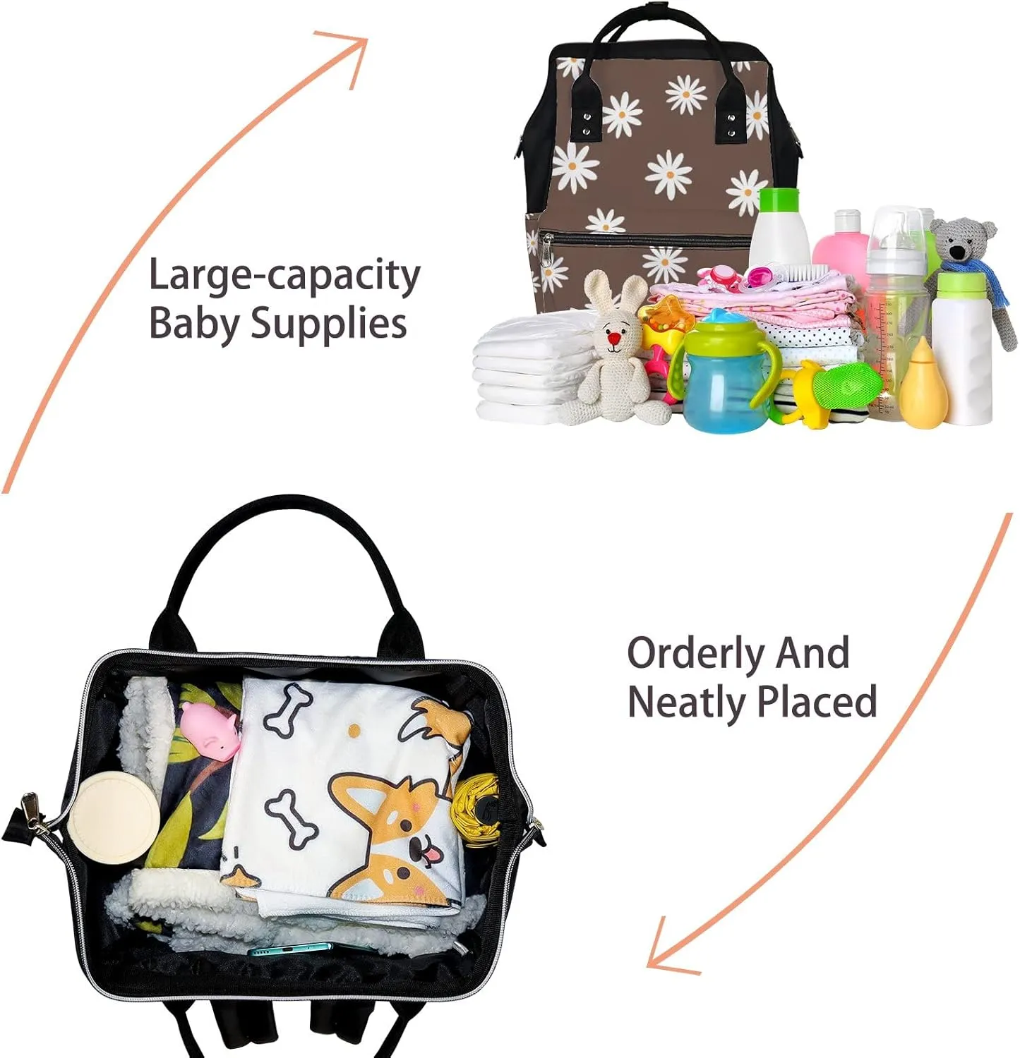Floral Feminine Diaper Bag Backpack Waterproof Backpack Baby Nappy Changing Bag for Travel Large Capacity Durable and Stylish for Woman