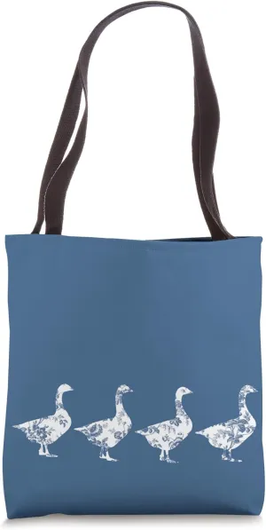 Floral Geese Pattern Design Tote Bag