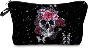 Floral Skull Cosmetic Bag