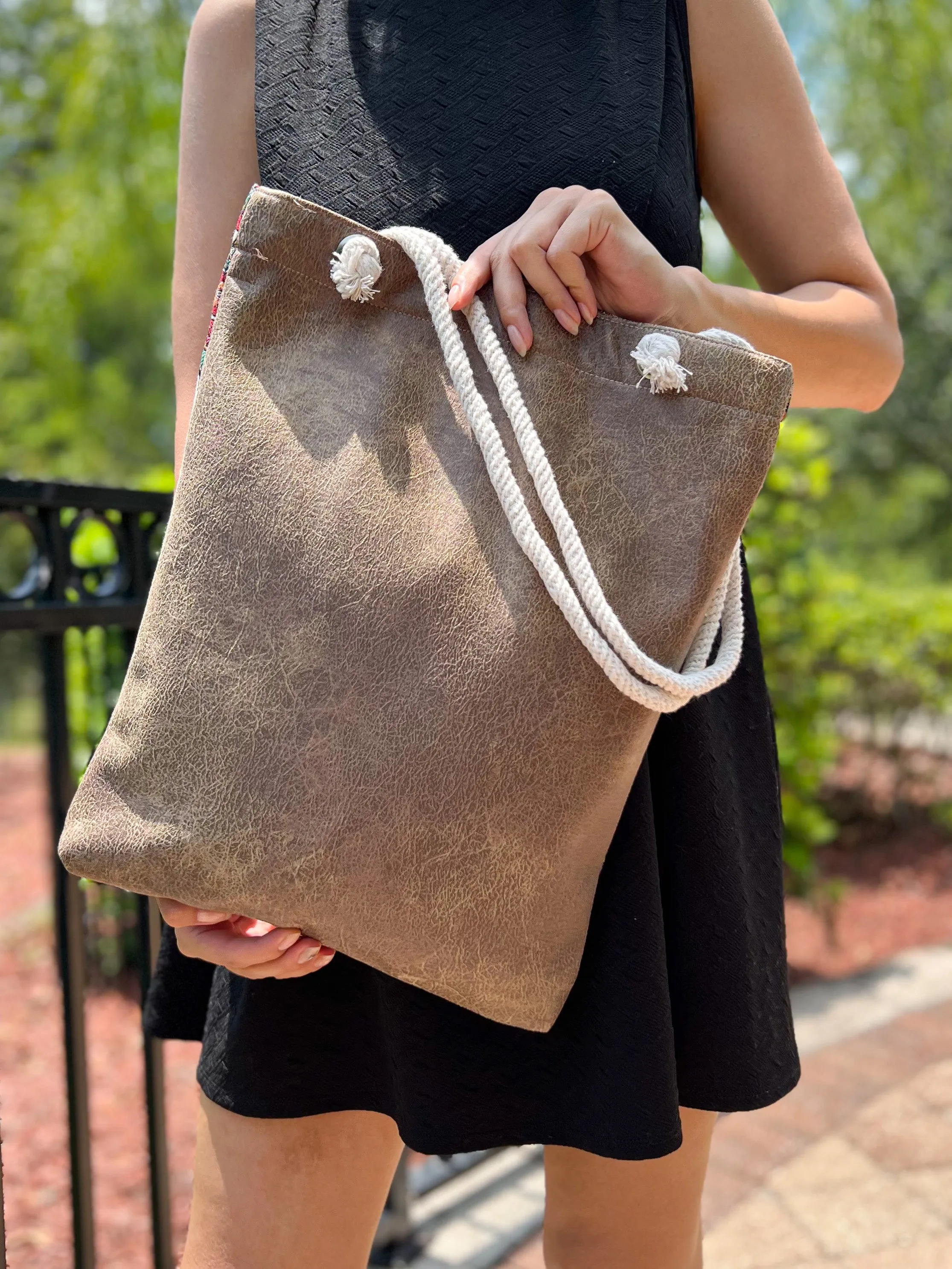 Floral Tote Bag, Handmade Beach Bag, Boho Shoulder Bag