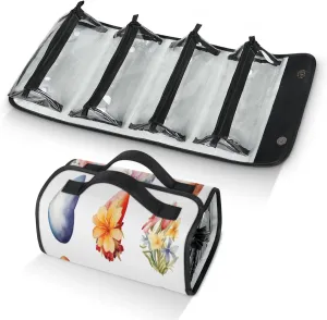 Flower Eggs Toiletry Bag Water Proof Travel Makeup Case Large Capacity 4 in 1 Foldable Cosmetics Storage for Women Men Removable Zipper Clear PVC Pockets