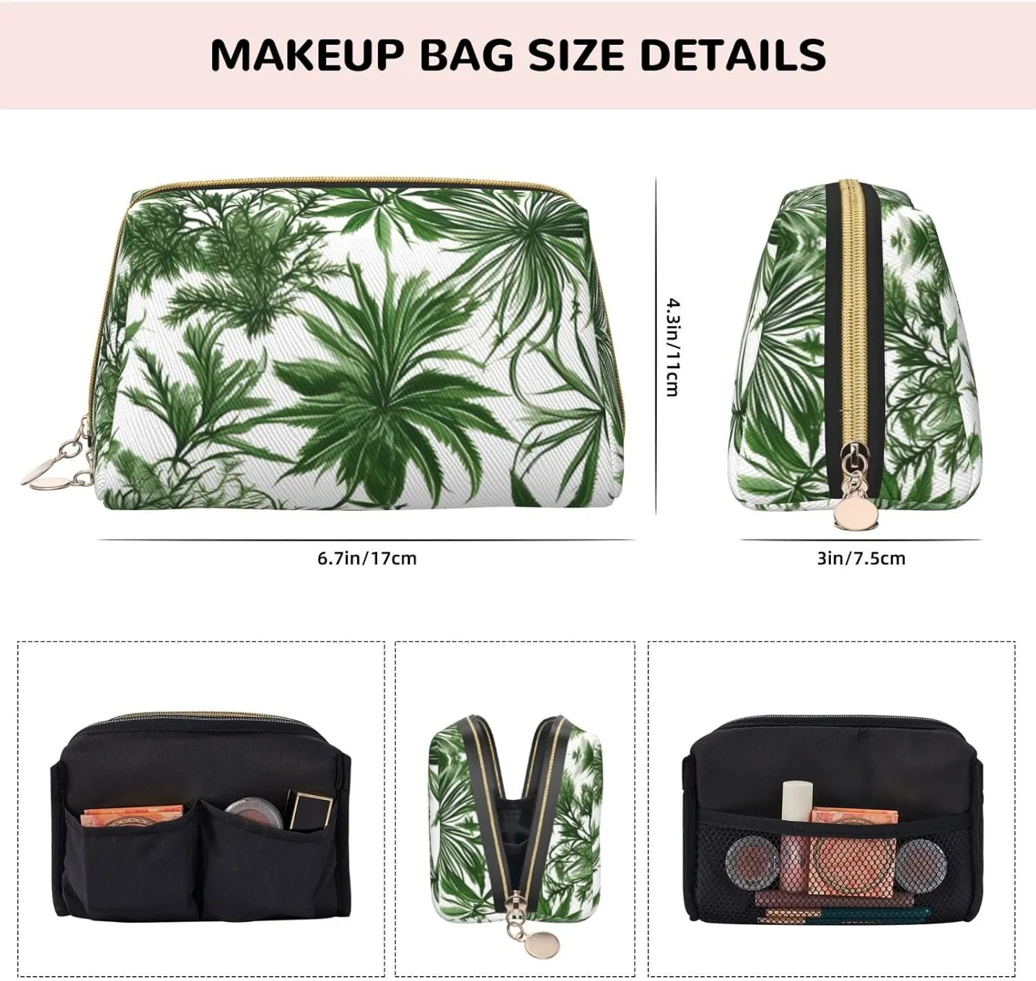 Flowering Herbs And Herbaceous Plants Travel Toiletry Organizer, Portable Makeup Bag For Women