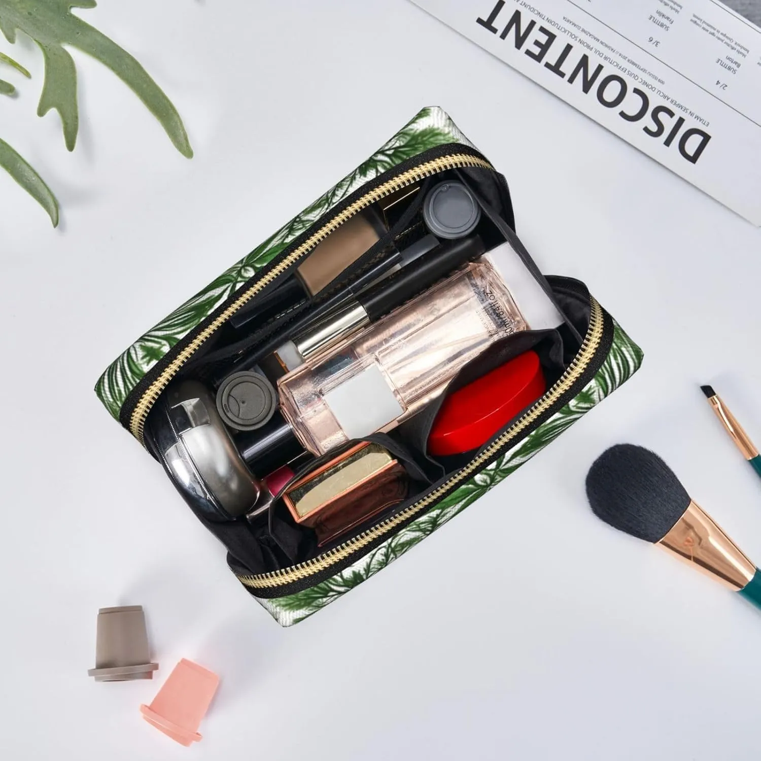 Flowering Herbs And Herbaceous Plants Travel Toiletry Organizer, Portable Makeup Bag For Women