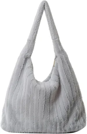 Fluffy Tote Bag Underarm Bag Shoulder Bag Furry Plush Underarm Handbag for Ladies Girls Women Autumn Winter