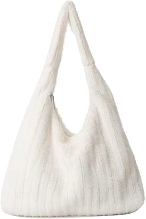 Fluffy Tote Bag Underarm Bag Shoulder Bag Furry Plush Underarm Handbag for Ladies Girls Women Autumn Winter