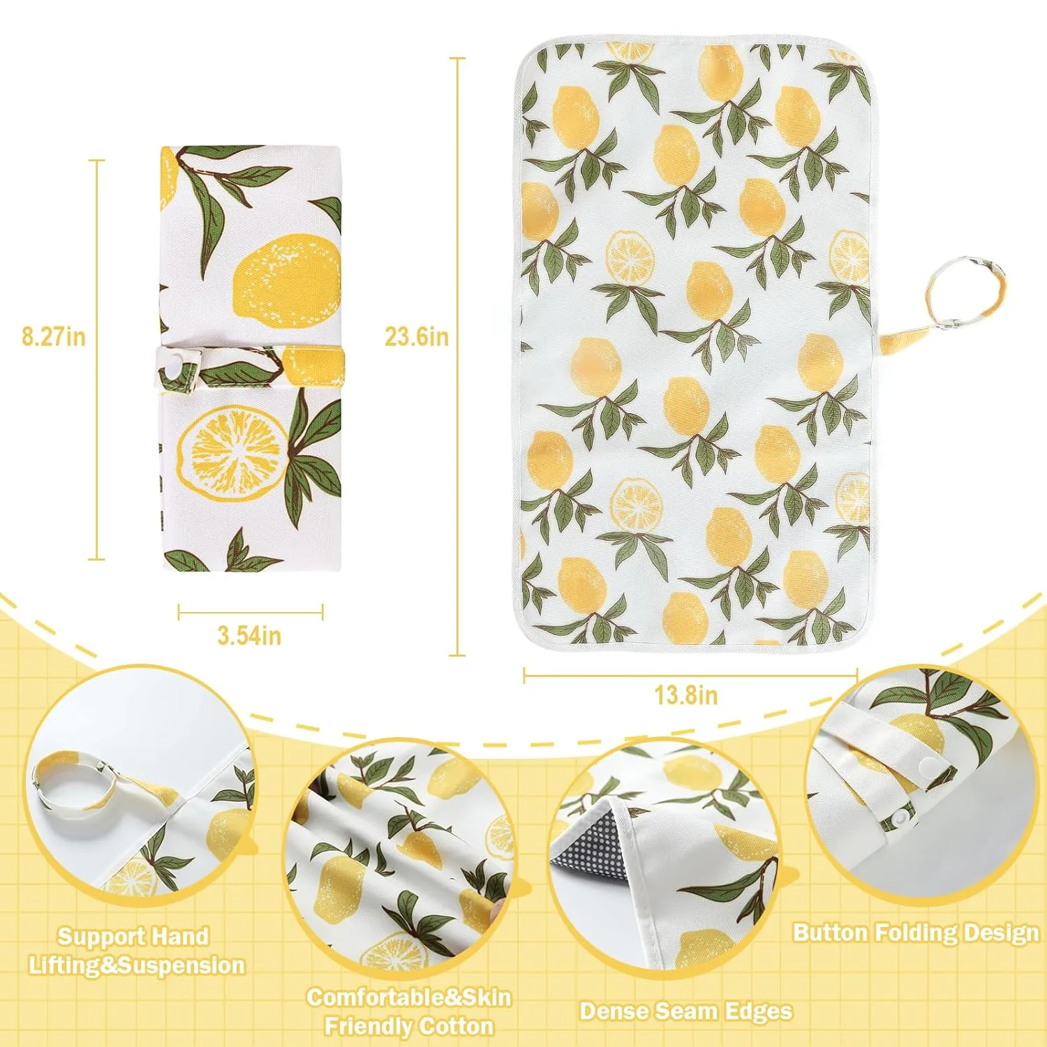 Foldable Baby Changing Mat 2 Pack, Diaper Changing Pad Waterproof Travel Diaper Mat Infant Urinal Pad Baby Changing Kit for Home Travel Outside. (Pink Yellow)