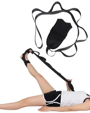 Foot and Calf Stretcher-Stretching Strap For Plantar Fasciitis, Heel Spurs, Foot Drop, Achilles Tendonitis & Hamstring. Yoga Foot & Leg Stretch Strap. (Black)