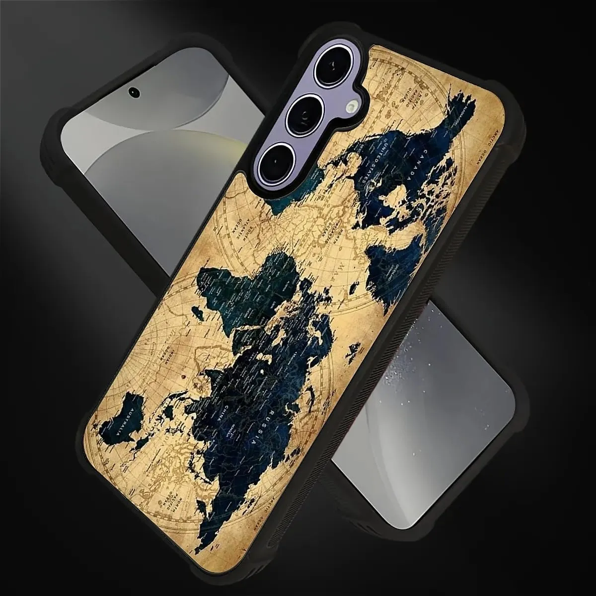 for Samsung Galaxy S24 S25 Case, Brown World Map Pattern Graphic Design Girl Boy Soft Silicone Hard Acrylic Shock Protection for Samsung Galaxy S24 S25