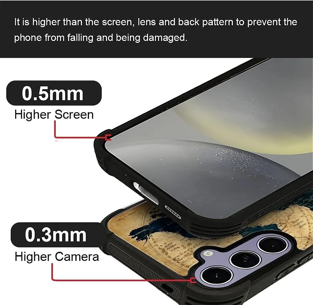 for Samsung Galaxy S24 S25 Case, Brown World Map Pattern Graphic Design Girl Boy Soft Silicone Hard Acrylic Shock Protection for Samsung Galaxy S24 S25