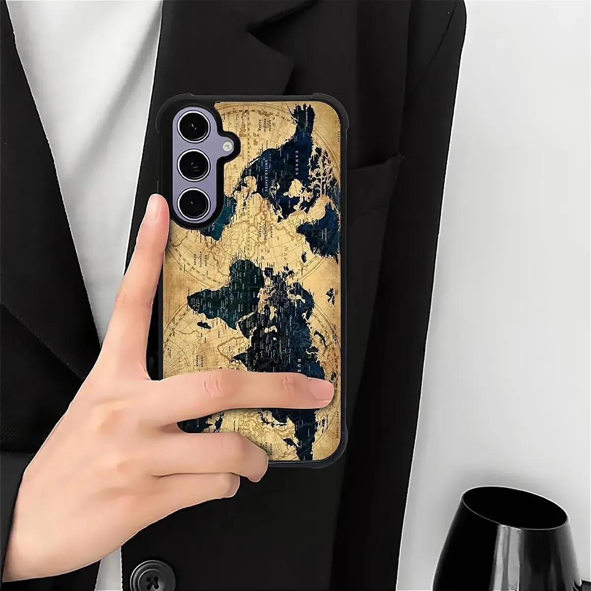 for Samsung Galaxy S24 S25 Case, Brown World Map Pattern Graphic Design Girl Boy Soft Silicone Hard Acrylic Shock Protection for Samsung Galaxy S24 S25