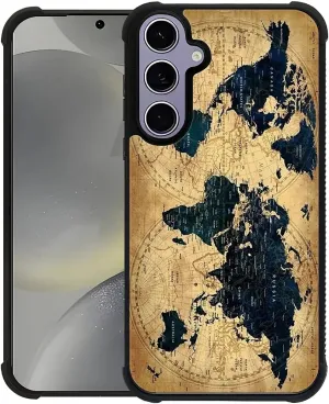 for Samsung Galaxy S24 S25 Case, Brown World Map Pattern Graphic Design Girl Boy Soft Silicone Hard Acrylic Shock Protection for Samsung Galaxy S24 S25