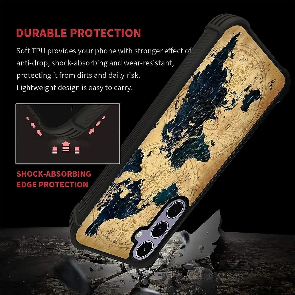 for Samsung Galaxy S24 S25 Case, Brown World Map Pattern Graphic Design Girl Boy Soft Silicone Hard Acrylic Shock Protection for Samsung Galaxy S24 S25
