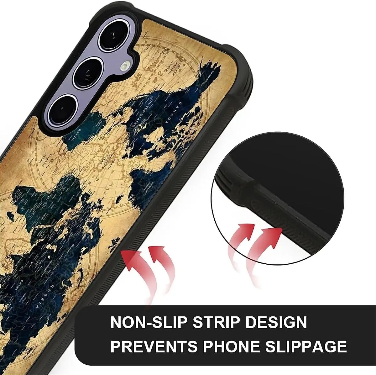 for Samsung Galaxy S24 S25 Case, Brown World Map Pattern Graphic Design Girl Boy Soft Silicone Hard Acrylic Shock Protection for Samsung Galaxy S24 S25