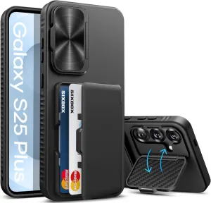 for Samsung Galaxy S25  Plus Case Wallet, Built-in Stand & Card Holder & Camera Cover, Full Body Protective Rugged Multifunctional Wallet Kickstand Phone Cover Case for S25  Plus 2025, Black