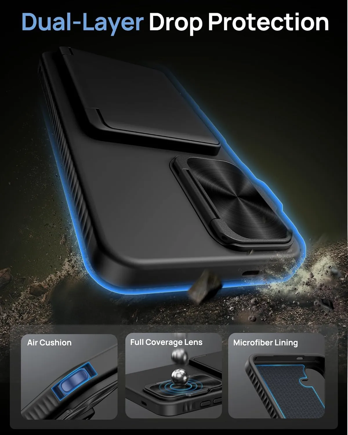 for Samsung Galaxy S25  Plus Case Wallet, Built-in Stand & Card Holder & Camera Cover, Full Body Protective Rugged Multifunctional Wallet Kickstand Phone Cover Case for S25  Plus 2025, Black