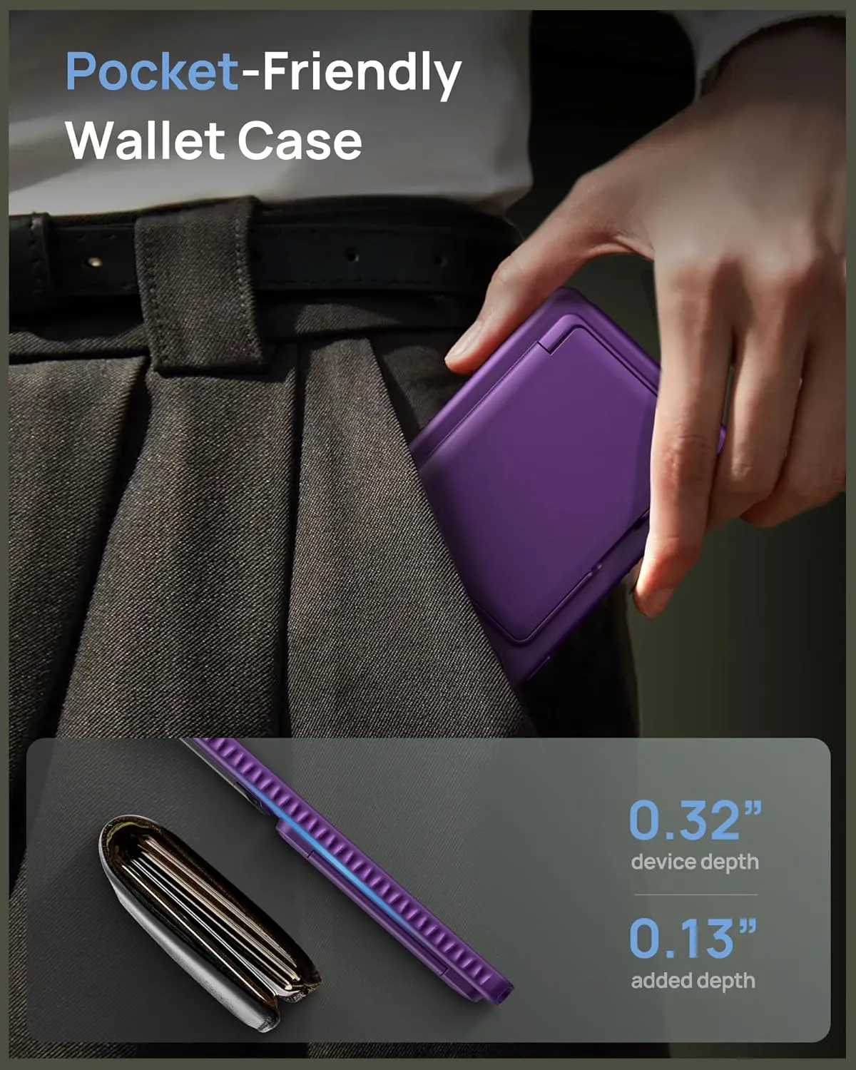 for Samsung Galaxy S25 Ultra Case, Built-in Card Holder & Stand & Lens Cover, Military Grade Drop Tested Soft Silicone Edge Rugged Protective Wallet Phone Case for S25 Ultra 6.9" 2025, Purple