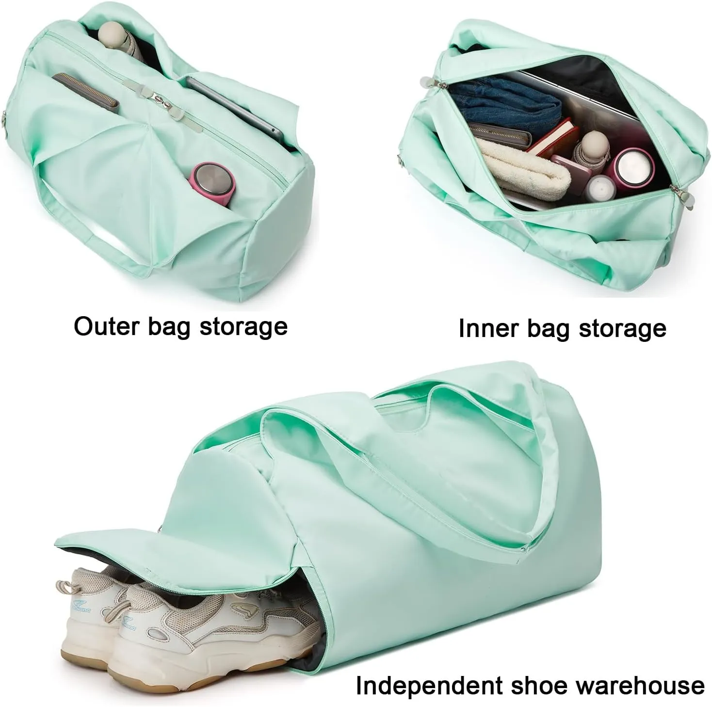 forestfish Yoga Gym Bag for Women with Shoes Compartment & Wet Dry Storage Pockets Lightweight Duffel Bag
