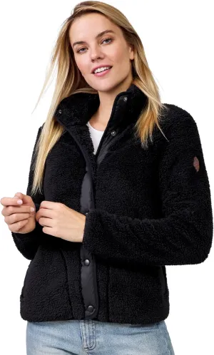 Free Country Women's Sherpa Butter Pile® Button Front Jacket Black XL