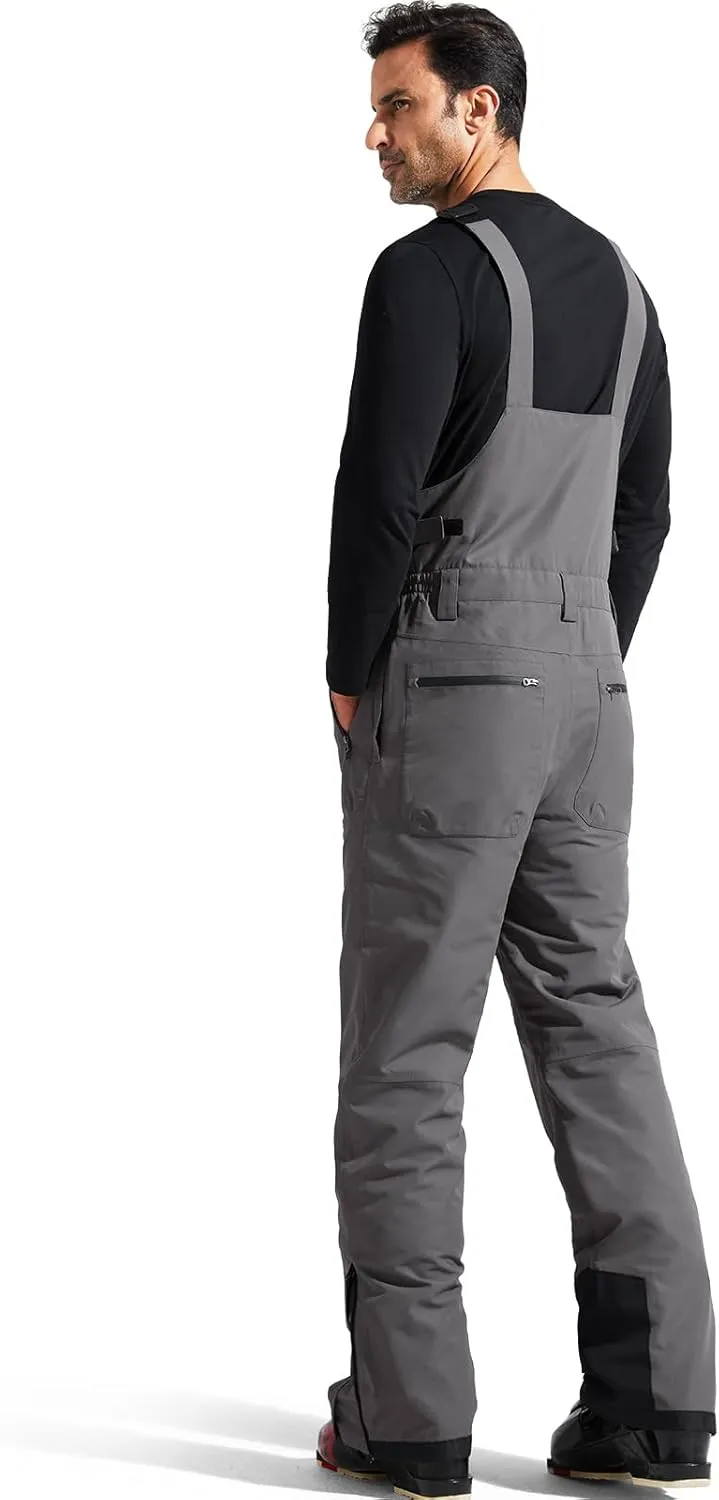 FREE SOLDIER Mens Snow Bibs Ski Pants Softshell Waterproof Insulated Warm Snow Pants Windproof Ski Bib Overalls