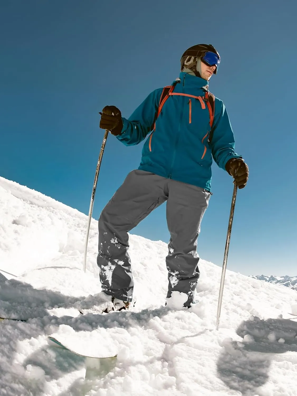 FREE SOLDIER Mens Snow Bibs Ski Pants Softshell Waterproof Insulated Warm Snow Pants Windproof Ski Bib Overalls