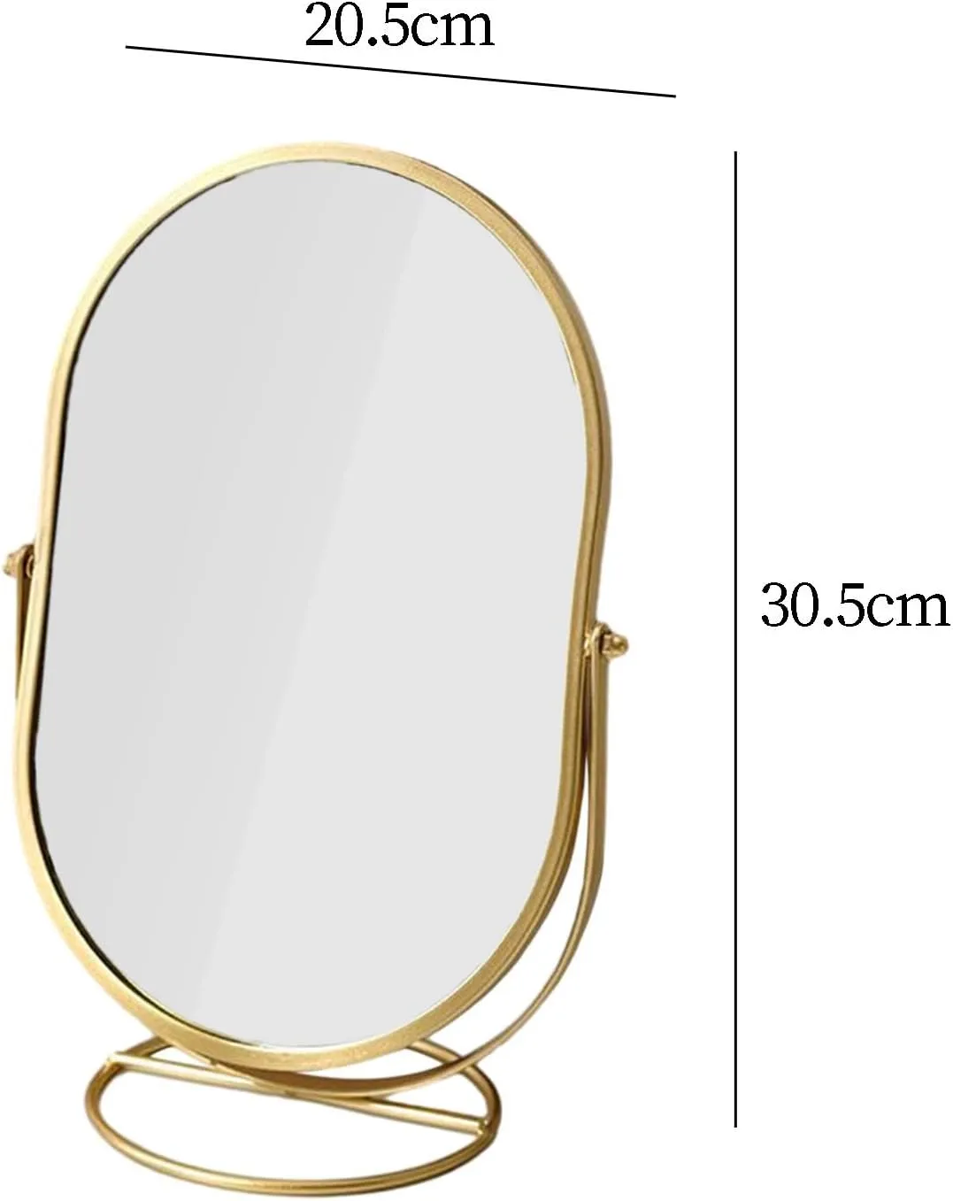 Freestanding Makeup Mirror for Desktop Use, Rotating Design for Women and Girls, Golden