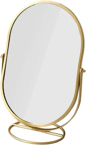 Freestanding Makeup Mirror for Desktop Use, Rotating Design for Women and Girls, Golden