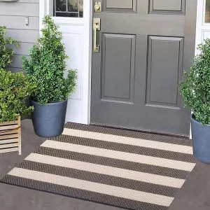 Front Outdoor Door Mat 2'x3',Black and White Striped Outdoor Rug Machine Washable Cotton Layered Door Mat Entryway Throw Rug for Indoor Entrance