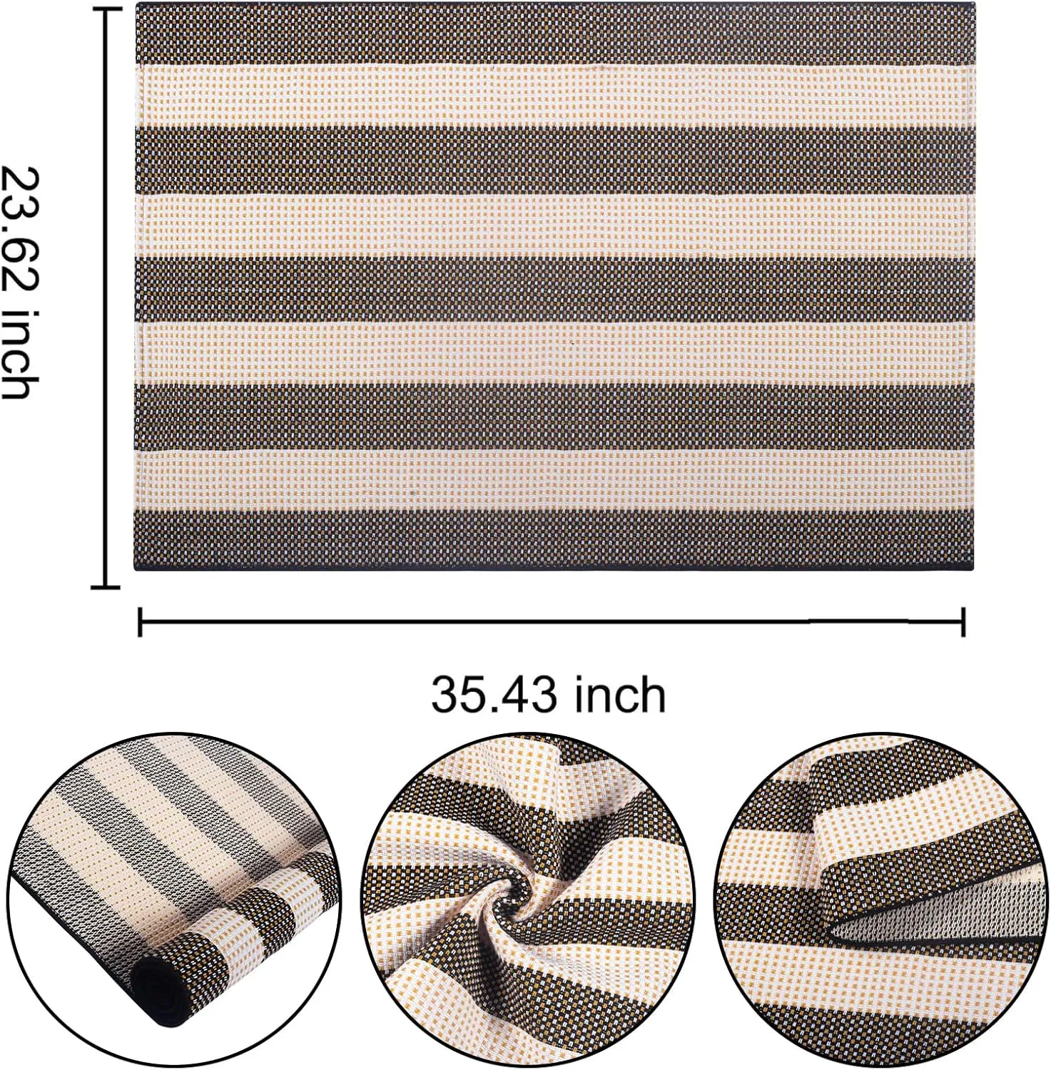 Front Outdoor Door Mat 2'x3',Black and White Striped Outdoor Rug Machine Washable Cotton Layered Door Mat Entryway Throw Rug for Indoor Entrance