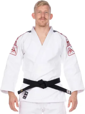 FUJI USA Judo Single Weave Judo Gi Uniform & White Belt - Kids & Adults Cotton Training Gi for Karate, White, Size 00
