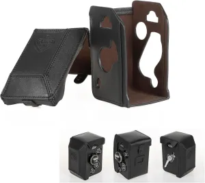 Full Protective Black Leather Case for Rolleiflex 2.8F 2.8E 2.8D, 3.5F, 3.5E, 3.5D and Accommodates Rolleikin 35MM Film Adapter Kit