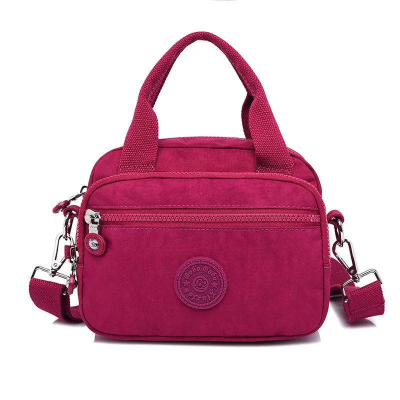 Functional Multi-Compartment Solid Color Handbag