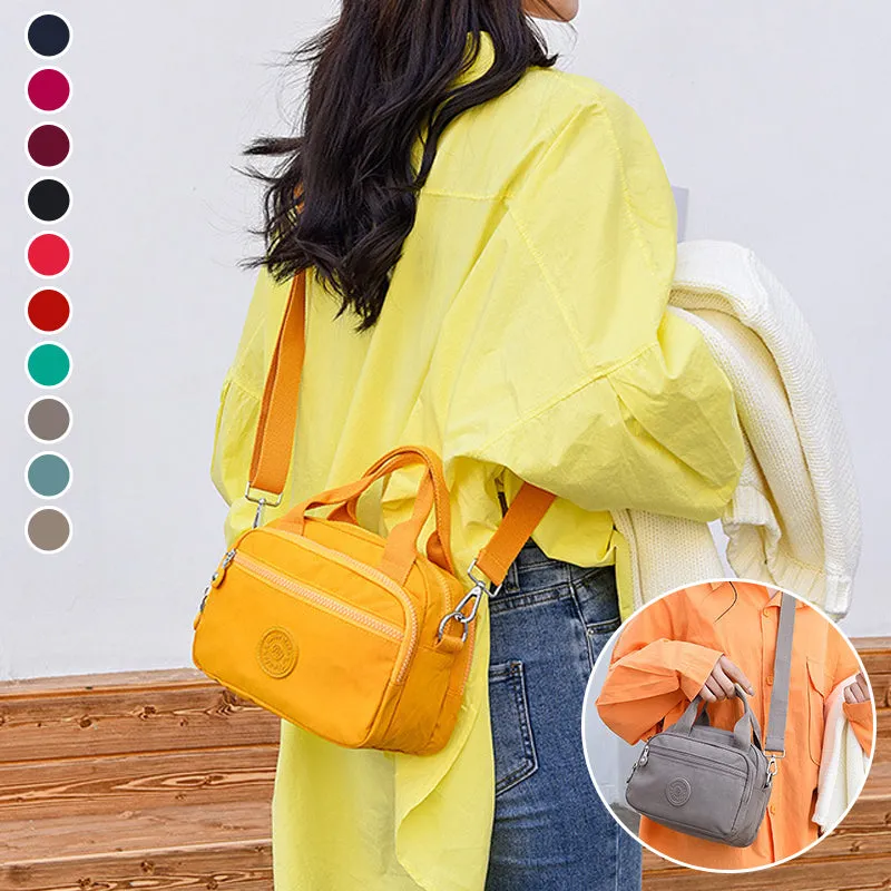 Functional Multi-Compartment Solid Color Handbag