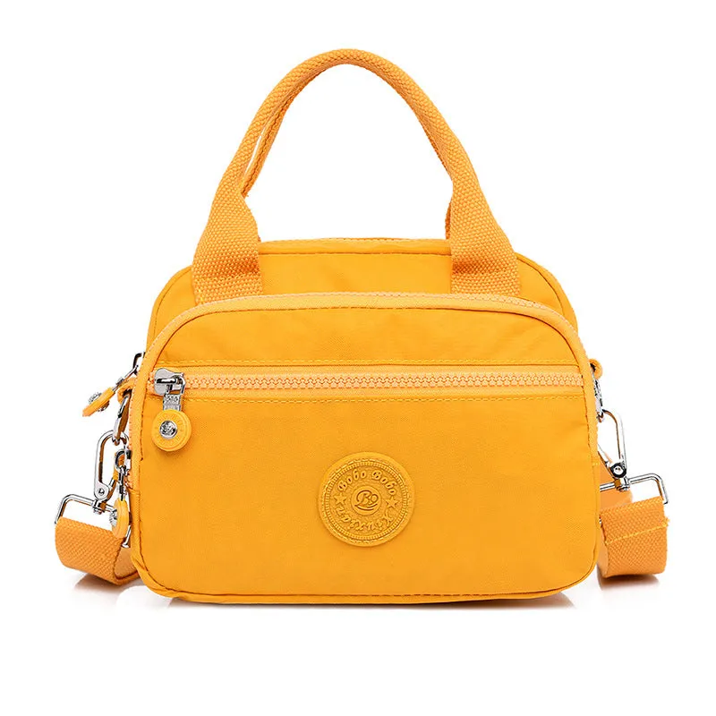 Functional Multi-Compartment Solid Color Handbag
