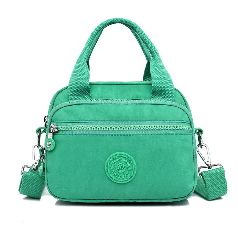 Functional Multi-Compartment Solid Color Handbag
