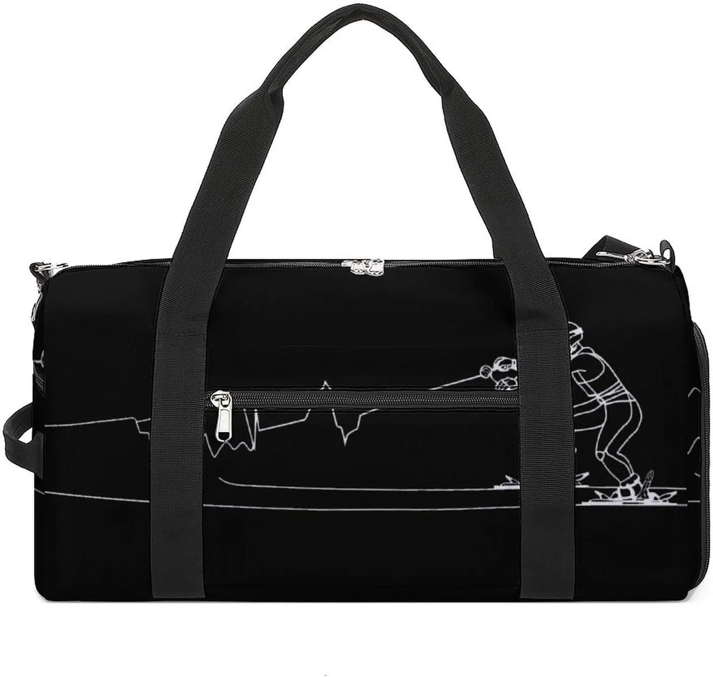 Funny Heartbeat Waterski Gym Bag for Men Women Lightweight Duffel Bag Sports Workout Bag for Travel Yoga