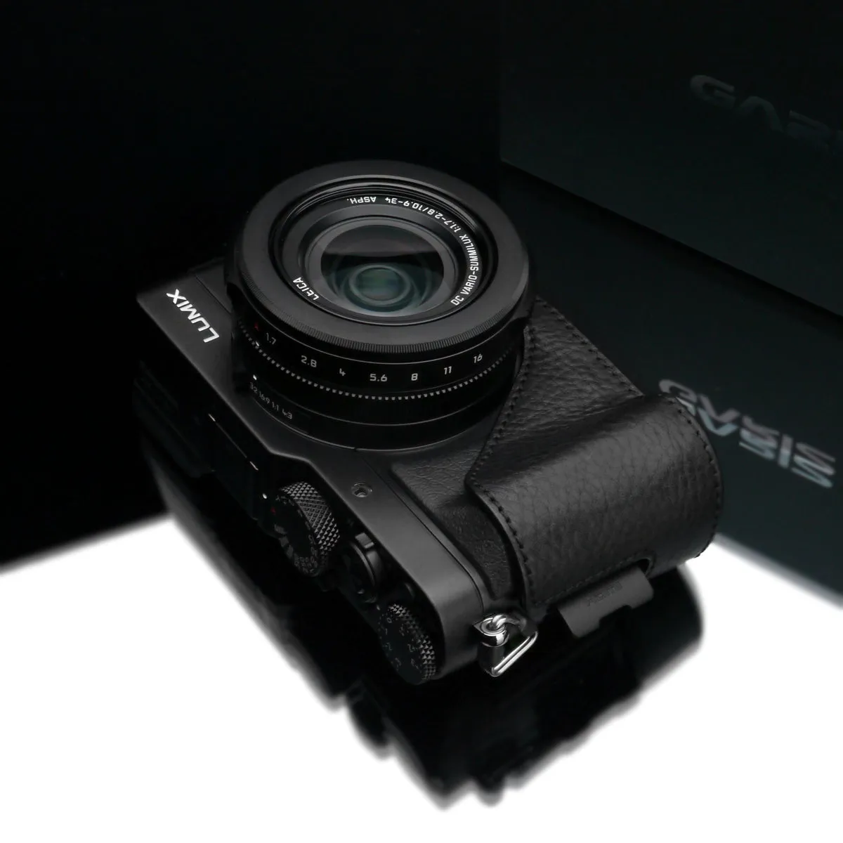 Gariz Black Leather Camera Half Case XS-CHLX100BK for Lumix LX100