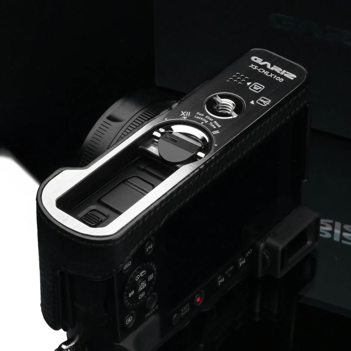 Gariz Black Leather Camera Half Case XS-CHLX100BK for Lumix LX100