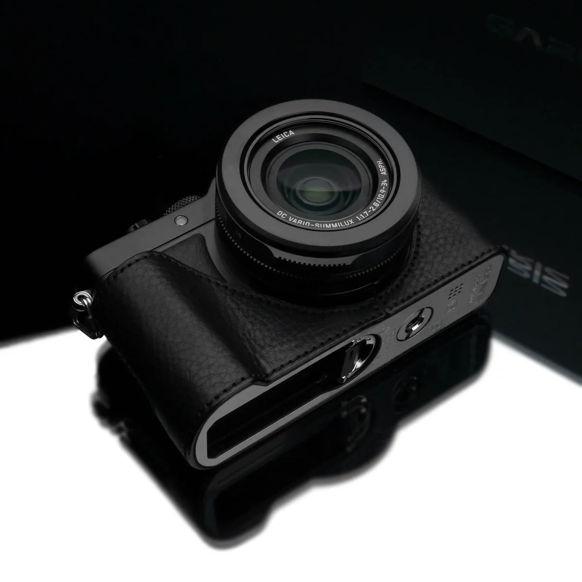 Gariz Black Leather Camera Half Case XS-CHLX100BK for Lumix LX100