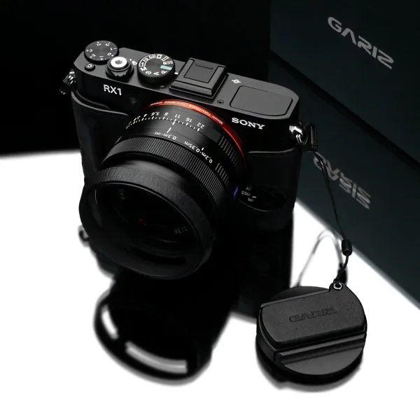 Gariz HG-RX1BK Black Leather Camera Half Case for Sony RX1 RX1R with Hand Grip   Cap Fix