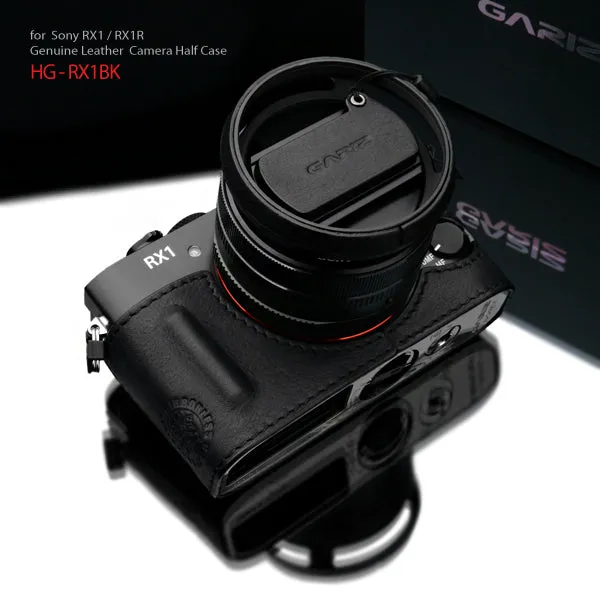 Gariz HG-RX1BK Black Leather Camera Half Case for Sony RX1 RX1R with Hand Grip   Cap Fix