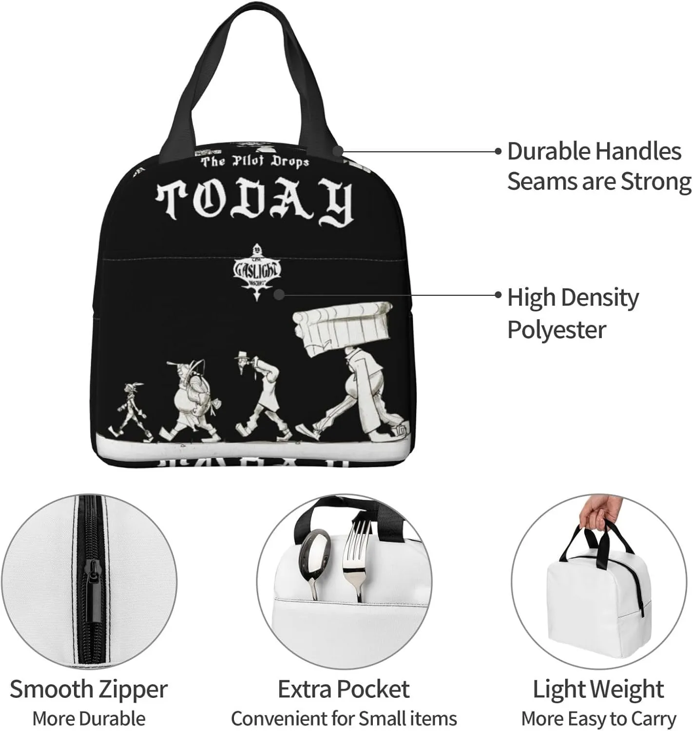 Gaslight District Lunch Box Portable Lnsulation Lunch Bag Tote Bag For Office Work Travel Picnic Unisex